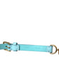 Light Blue Leather Crystal Chain Waist Belt