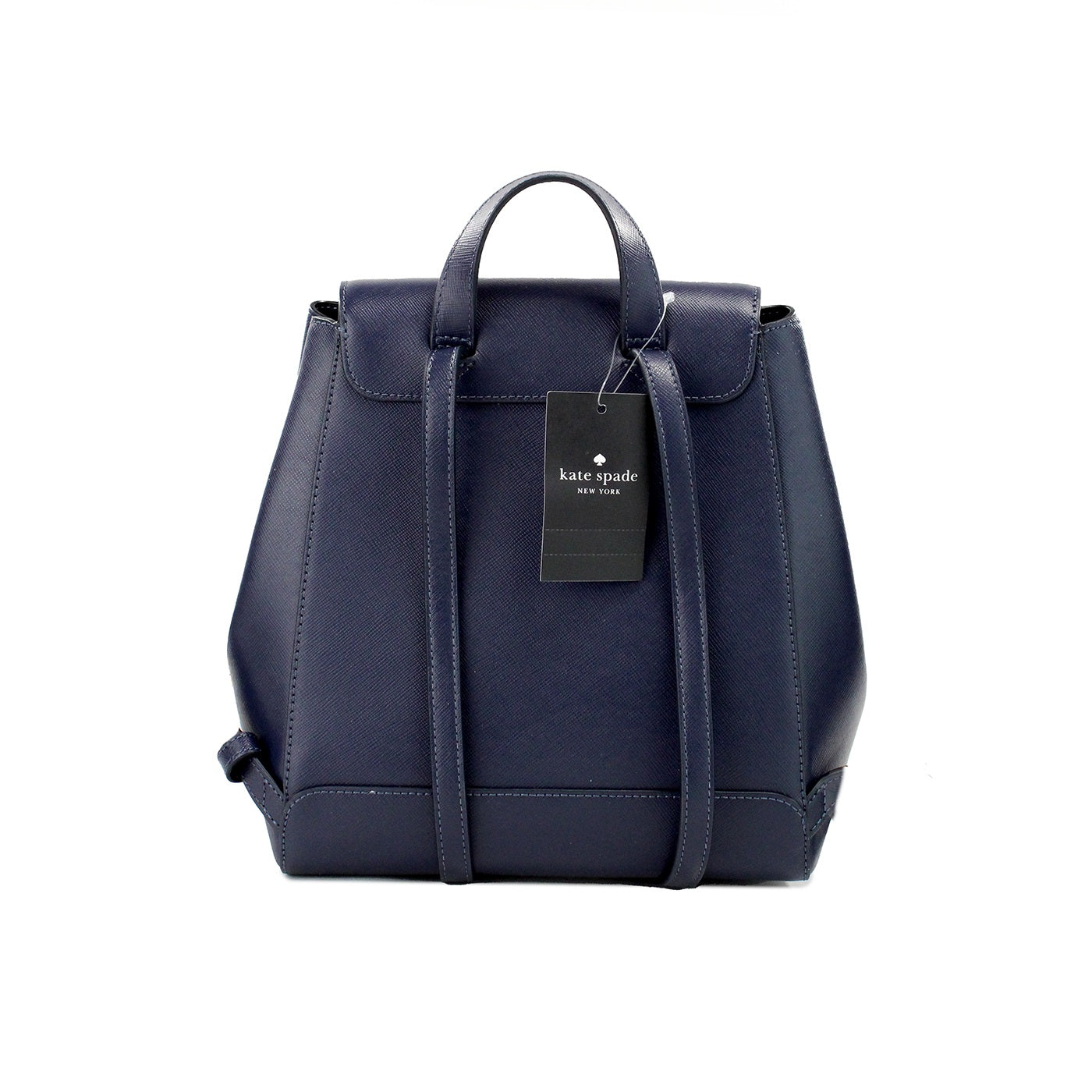 Borsa zaino a spalla con patta media in pelle Saffiano blu navy Madison