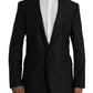 Black Wool Notch SingleBreasted Coat Blazer