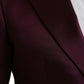 Maroon Silk Single Breasted Coat Blazer