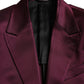 Maroon Silk Single Breasted Coat Blazer