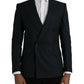 Black Stripe SICILIA Double Breasted Coat Blazer