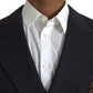 Dark Blue Crown Bee Double Breasted Blazer