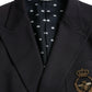 Dark Blue Crown Bee Double Breasted Blazer