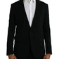 Black Wool Notch Single Breasted Coat Blazer