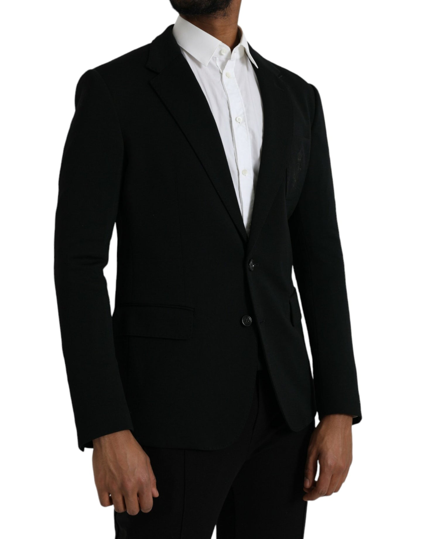 Black Wool Notch Single Breasted Coat Blazer