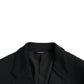 Black Wool Notch Single Breasted Coat Blazer