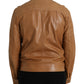 Brown Lamb Leather Full Zip Blouson Jacket