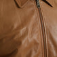 Brown Lamb Leather Full Zip Blouson Jacket