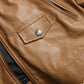 Brown Lamb Leather Full Zip Blouson Jacket