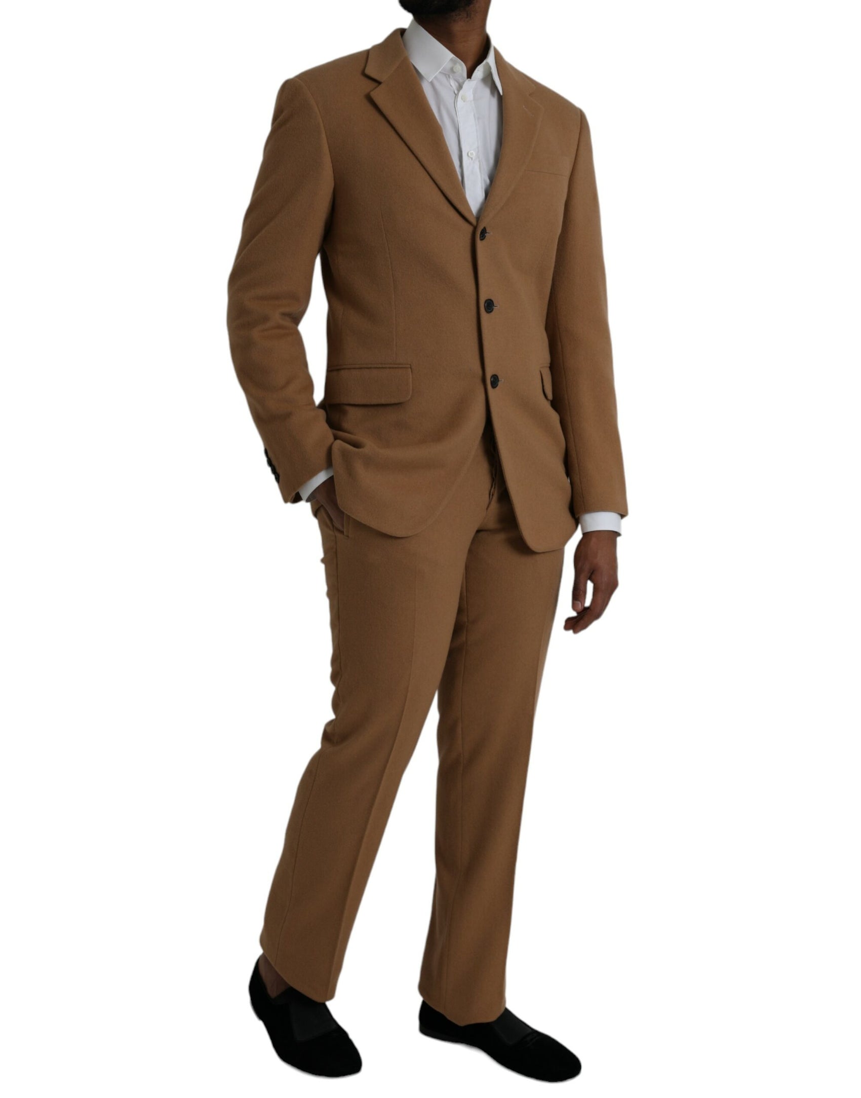 Abito monopetto in cashmere marrone 2 pezzi