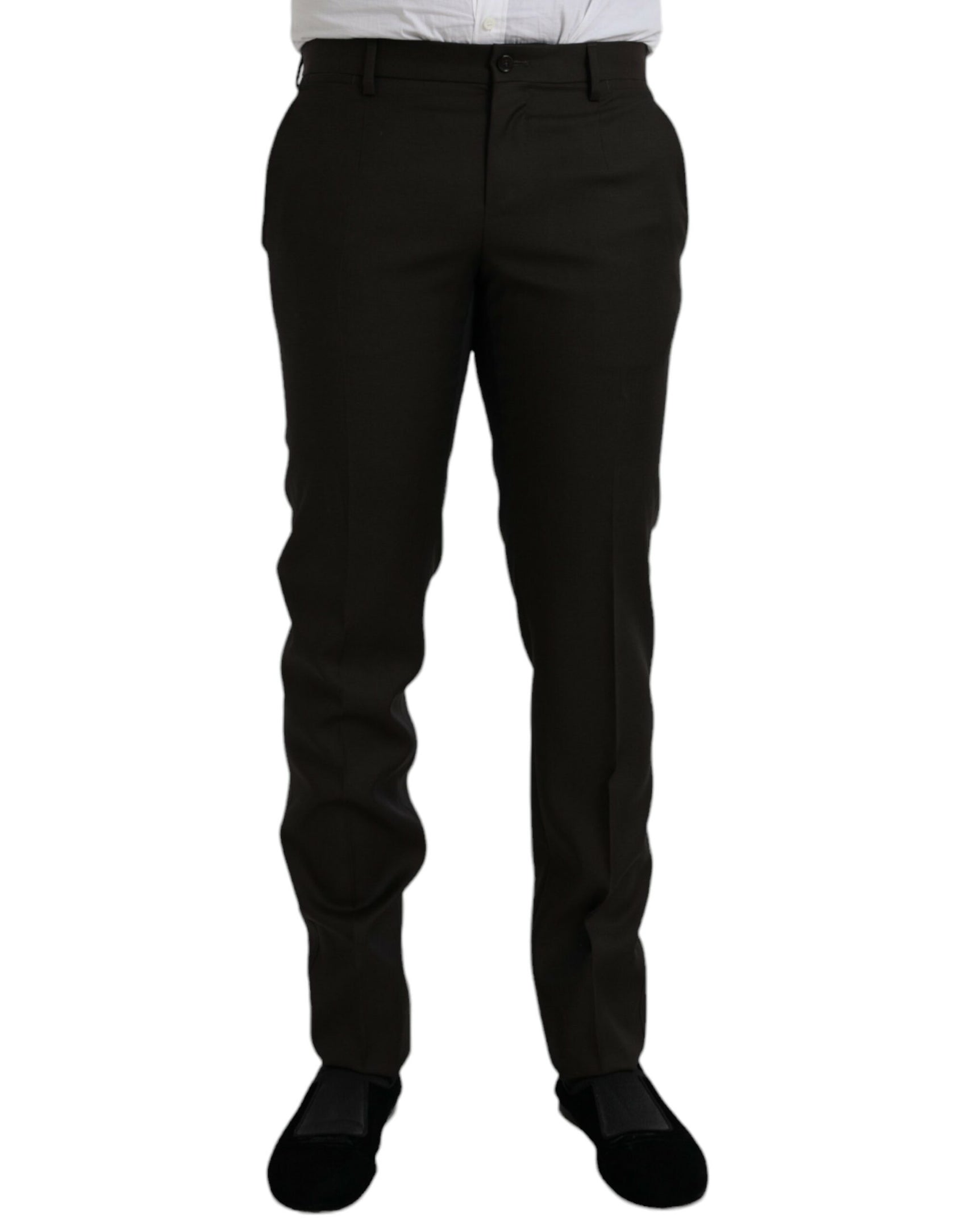 Dunkelbraune Slim Fit Anzughose aus Wolle