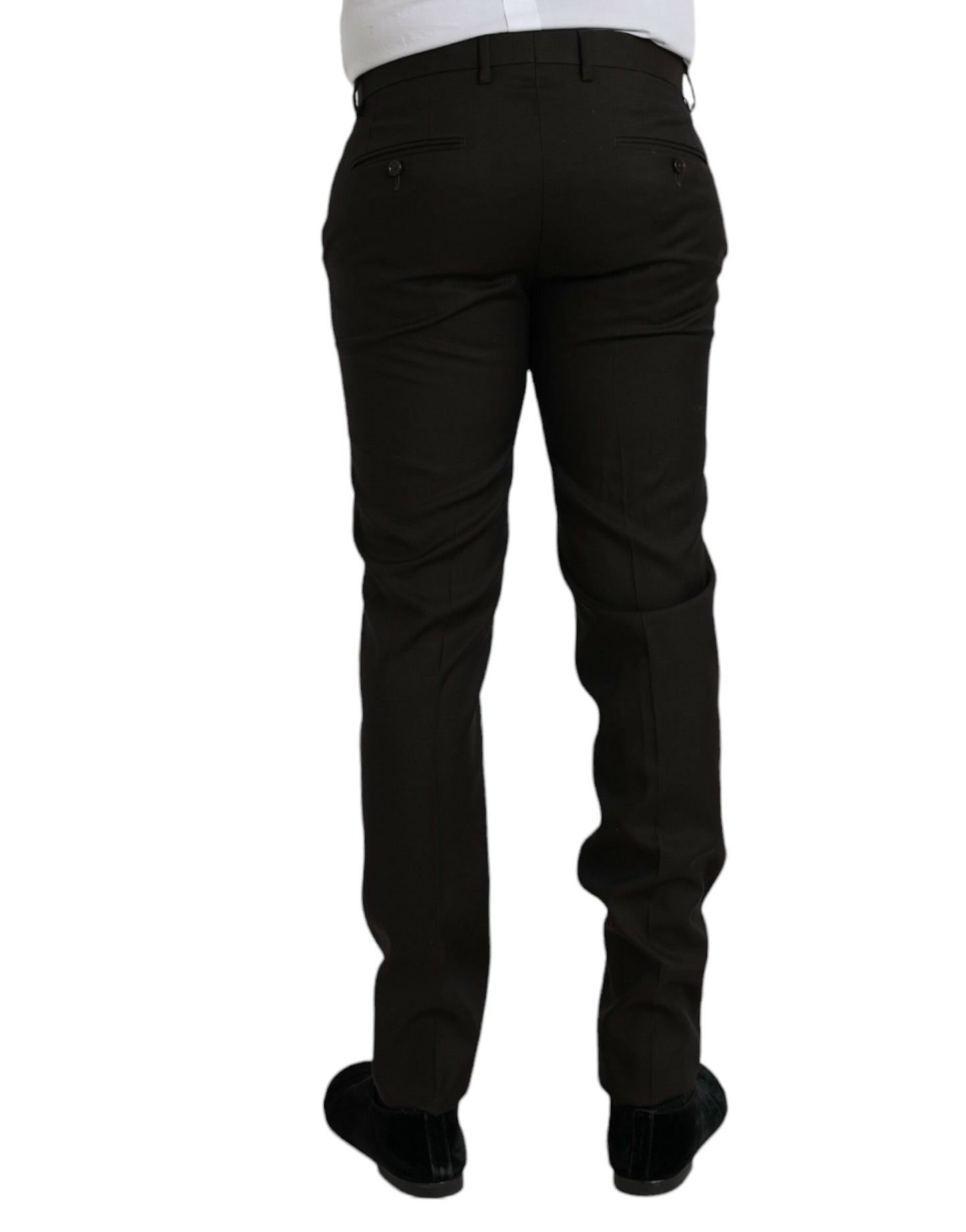 Dunkelbraune Slim Fit Anzughose aus Wolle