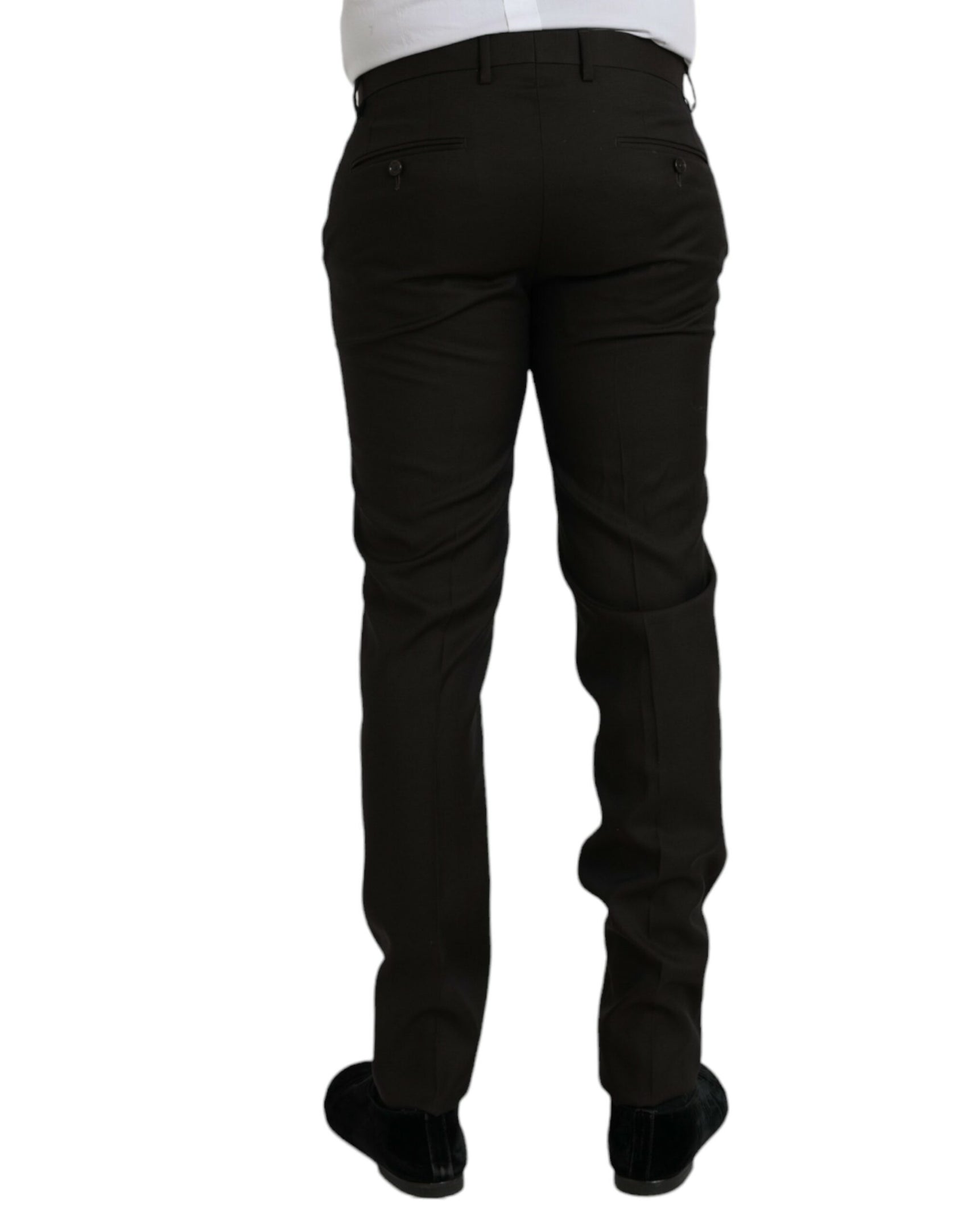 Dunkelbraune Slim Fit Anzughose aus Wolle