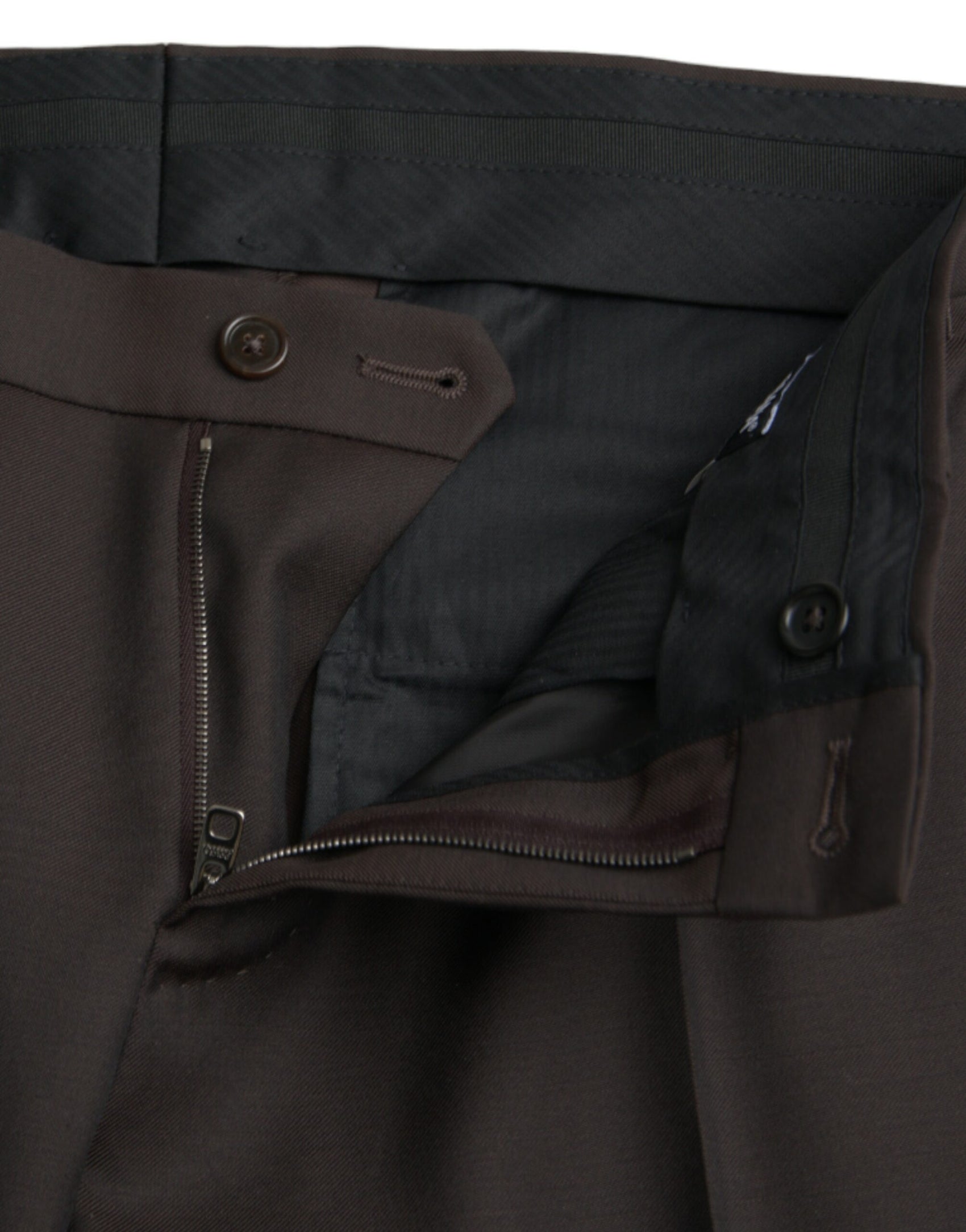 Dunkelbraune Slim Fit Anzughose aus Wolle