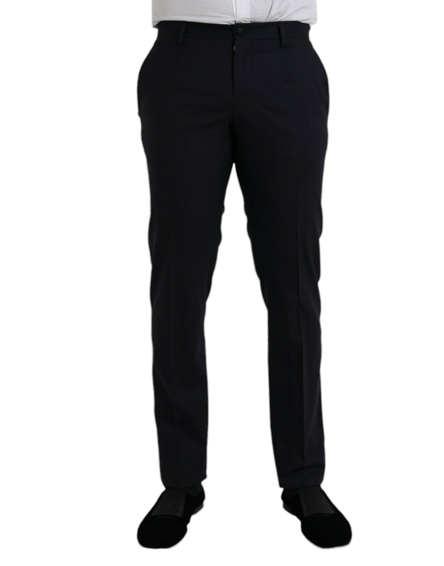 Dunkelblaue Slim Fit Anzughose aus Wolle