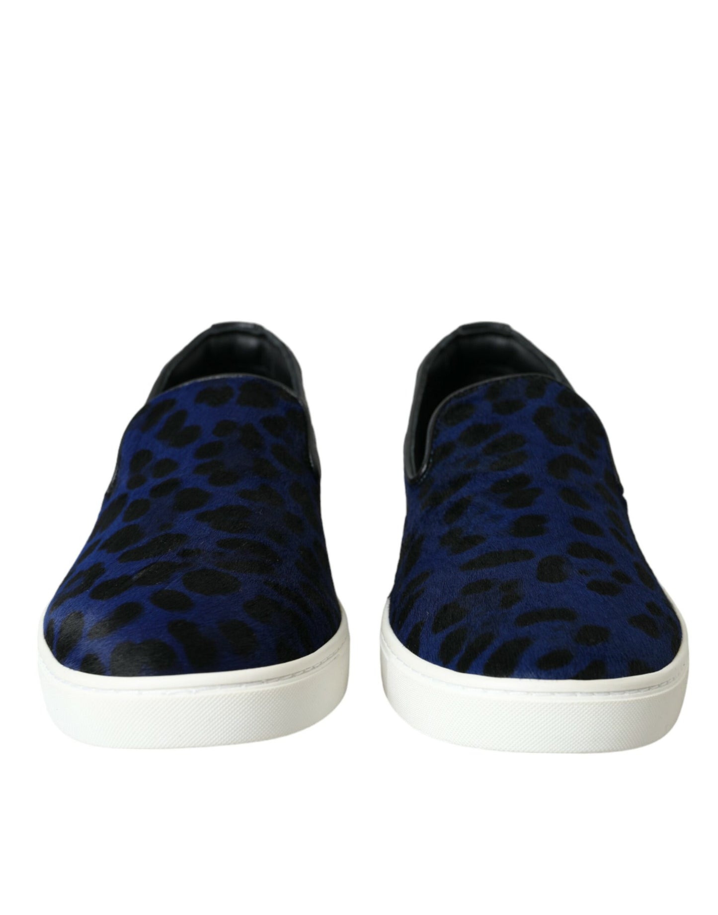 Scarpe da ginnastica leopardate in pelle di vitello blu