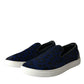 Blaue Sneakers aus Kalbsleder mit Leopardenmuster