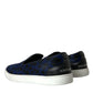 Blaue Sneakers aus Kalbsleder mit Leopardenmuster