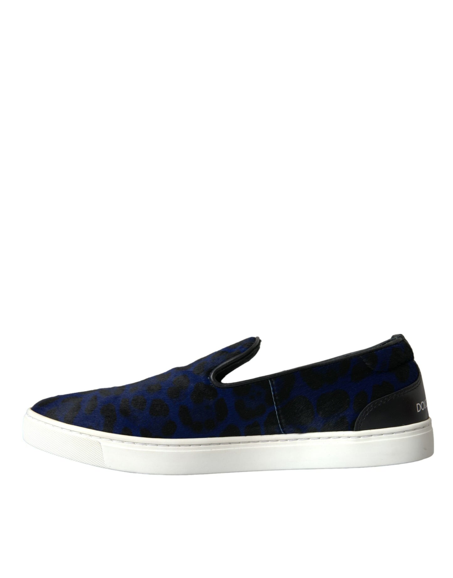 Blaue Sneakers aus Kalbsleder mit Leopardenmuster