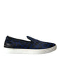 Blaue Sneakers aus Kalbsleder mit Leopardenmuster