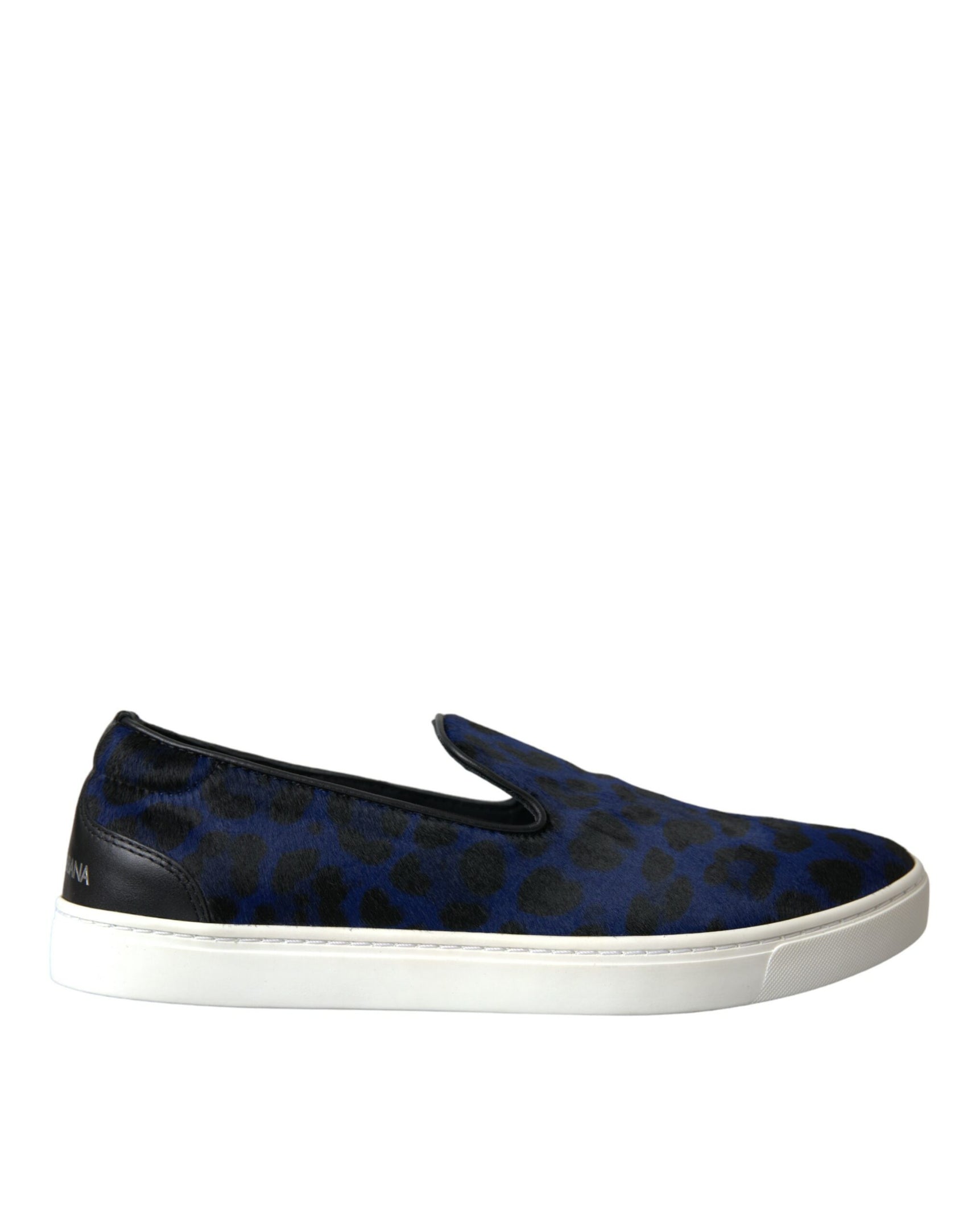 Blaue Sneakers aus Kalbsleder mit Leopardenmuster