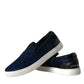 Blaue Sneakers aus Kalbsleder mit Leopardenmuster