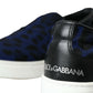 Scarpe da ginnastica leopardate in pelle di vitello blu