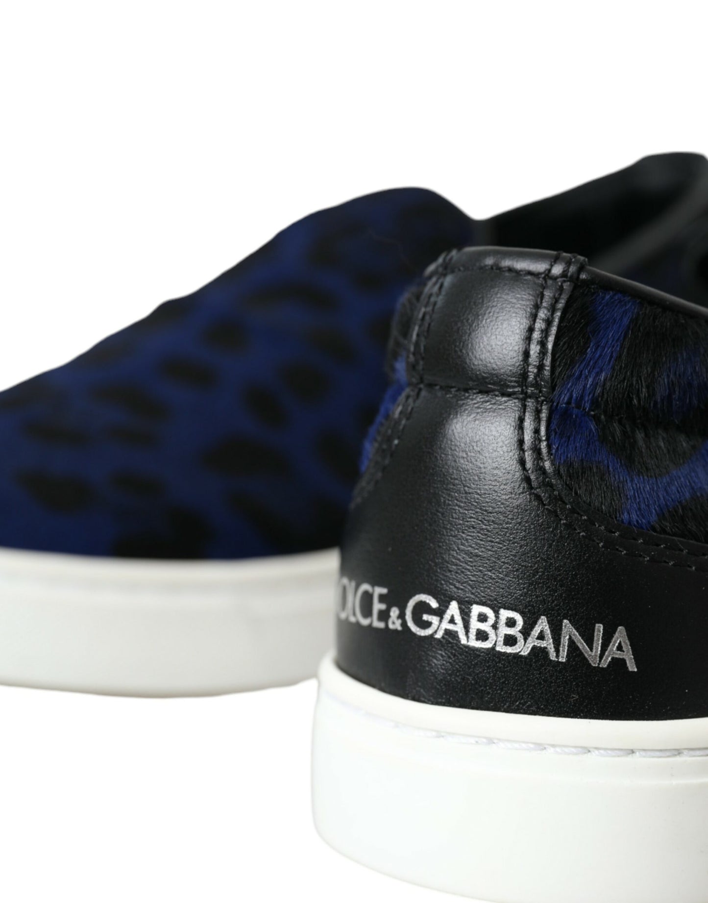 Scarpe da ginnastica leopardate in pelle di vitello blu