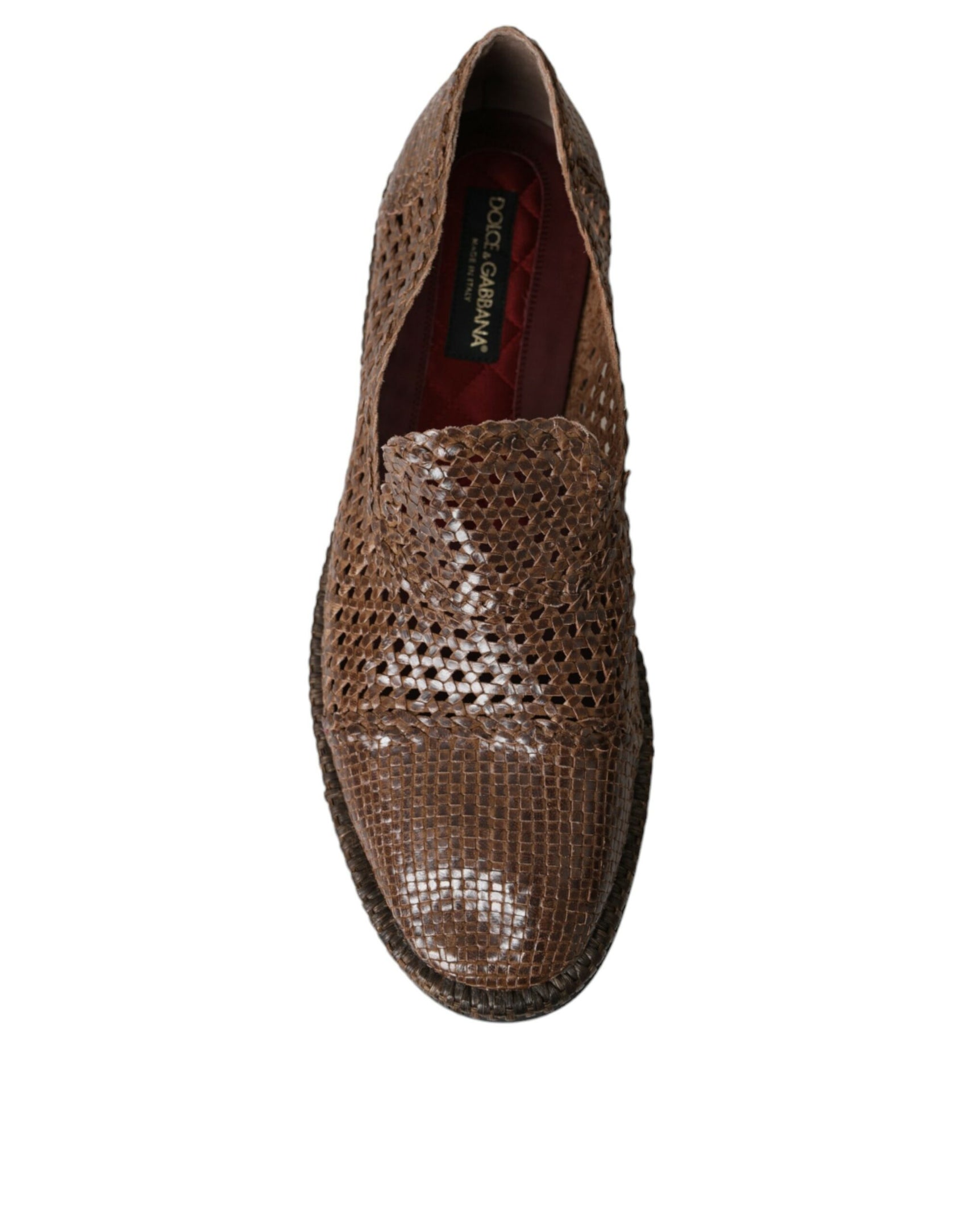 Mocassini in pelle intrecciata marrone Scarpe casual