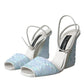 Light Blue Sequin Ankle Strap Sandals Shoes