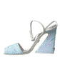 Light Blue Sequin Ankle Strap Sandals Shoes