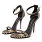 Brown Exotic Leather Crystal Sandals Shoes