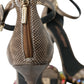 Brown Exotic Leather Crystal Sandals Shoes