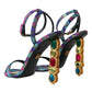 Multicolor Jacquard Crystals Sandals Shoes