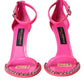 Pink Leather Crystal Heels Sandals Shoes