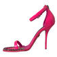 Pink Leather Crystal Heels Sandals Shoes