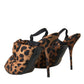 Brown Leopard Slingback Heels Sandals Shoes