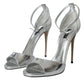 Silver KEIRA Leather Heels Sandals Shoes