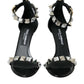 Black Crystals Sandals Ankle Strap Shoes