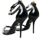 Black Crystals Sandals Ankle Strap Shoes