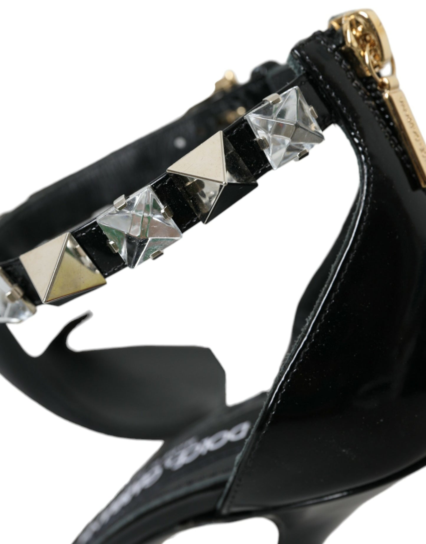 Black Crystals Sandals Ankle Strap Shoes