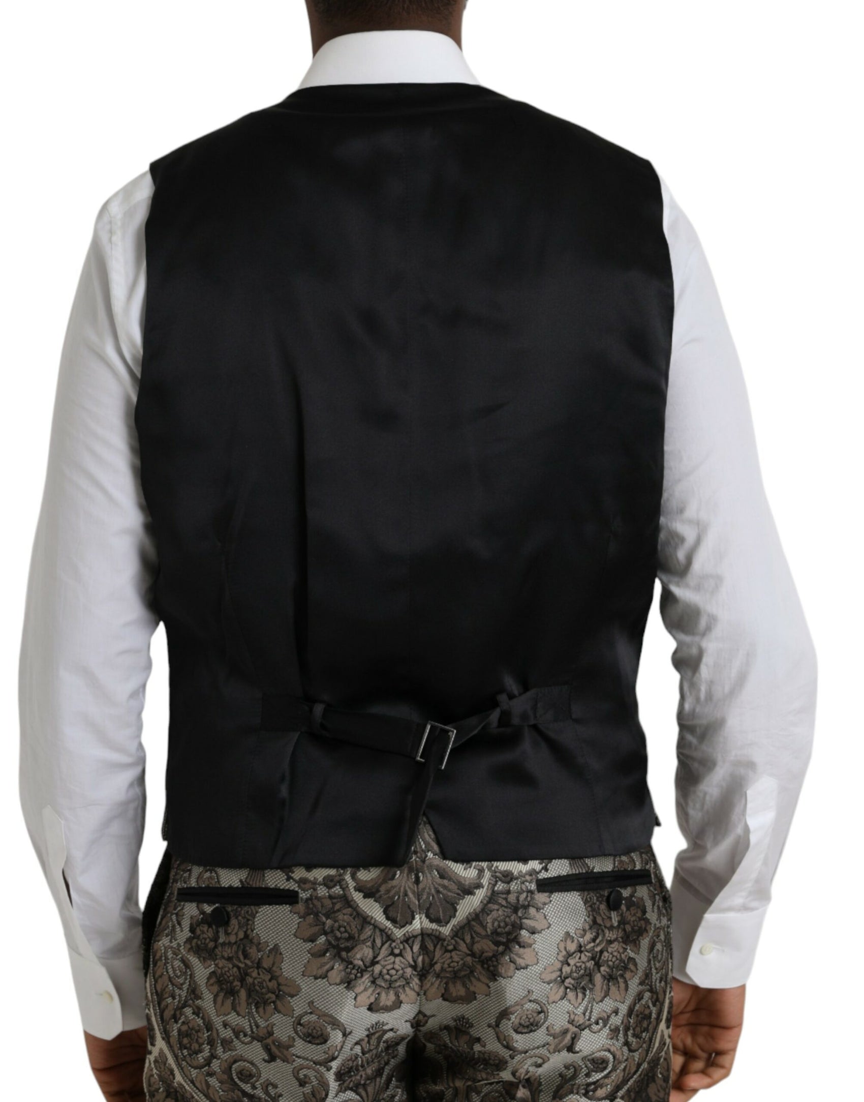 Brauner, floraler Jacquard-Anzug, 3-teilig