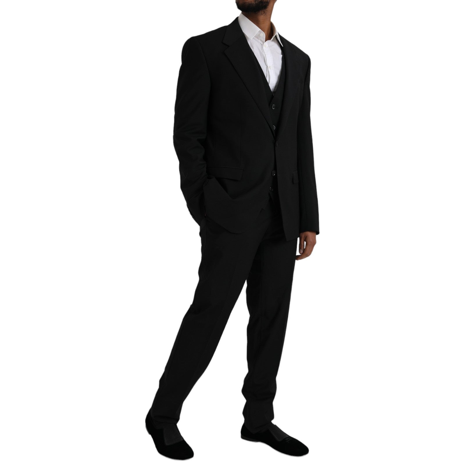 Schwarzer STAFF-Formeller 3-teiliger Anzug aus Polyester