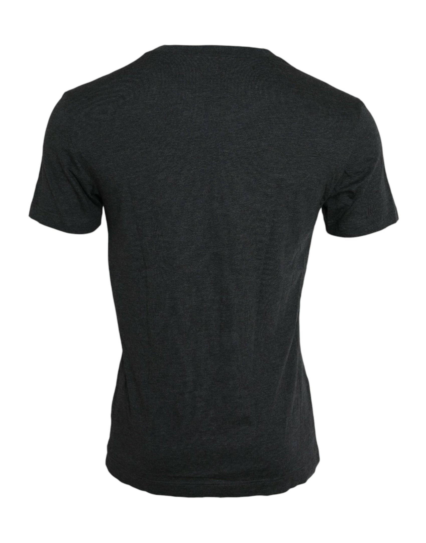 Graues T-Shirt mit Rundhalsausschnitt und kurzen Ärmeln und Logo-Print