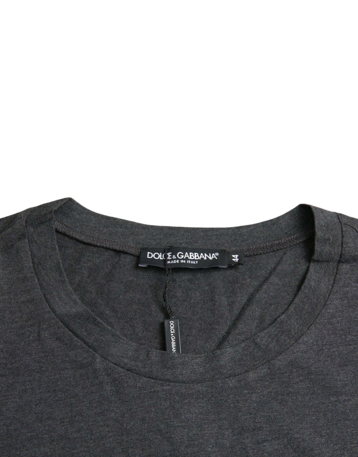 Graues T-Shirt mit Rundhalsausschnitt und kurzen Ärmeln und Logo-Print