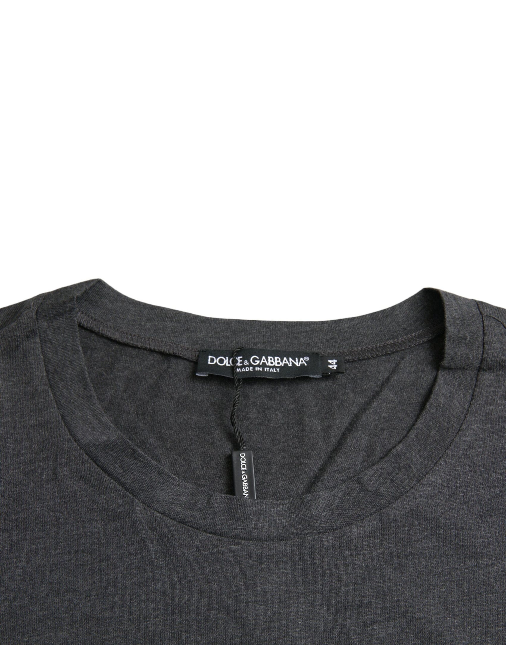 Graues T-Shirt mit Rundhalsausschnitt und kurzen Ärmeln und Logo-Print