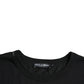 Schwarzes T-Shirt mit Rundhalsausschnitt und kurzen Ärmeln und geprägtem Logo