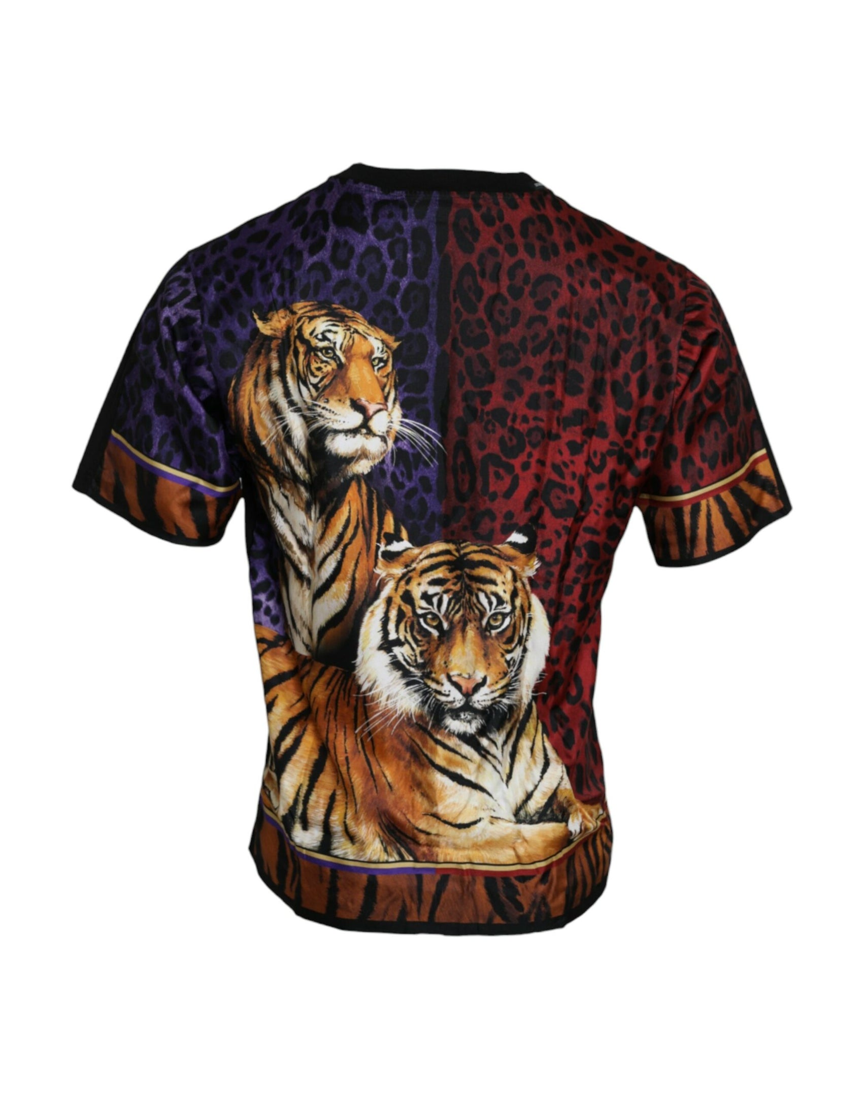 Mehrfarbiges Kurzarm-T-Shirt aus Baumwolle mit Tiger-Print