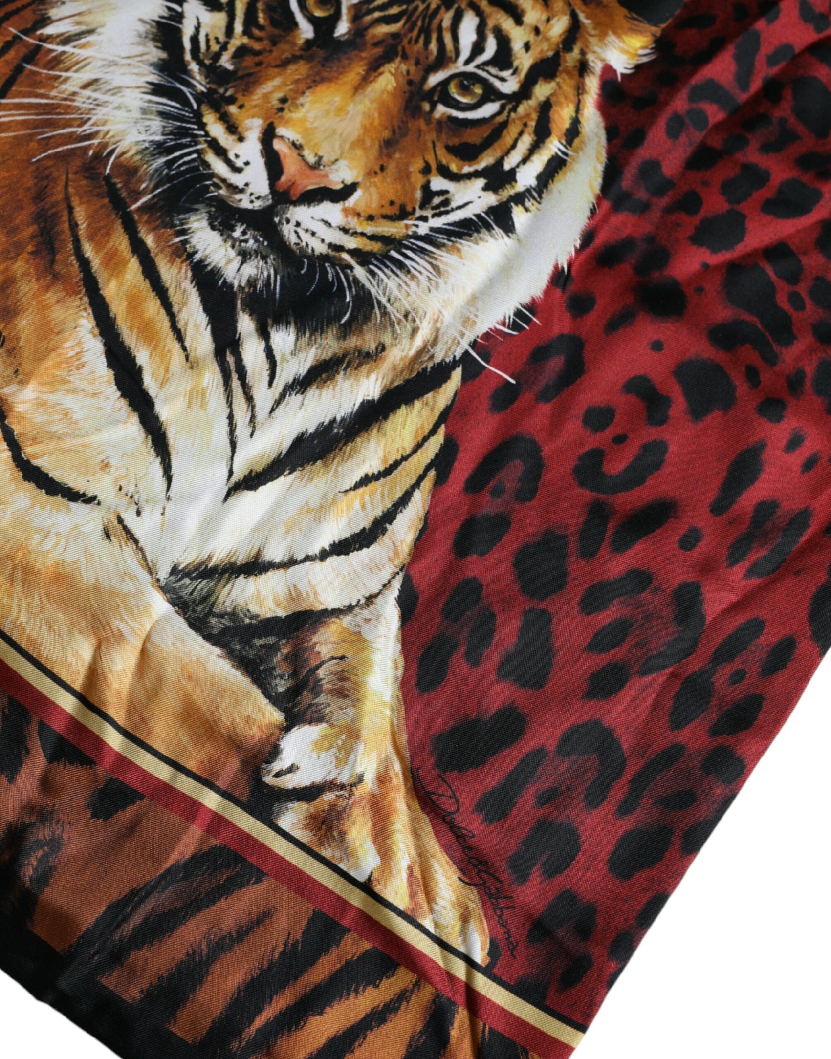 Mehrfarbiges Kurzarm-T-Shirt aus Baumwolle mit Tiger-Print